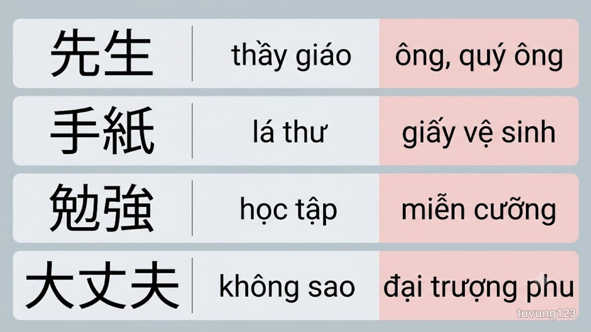 Ba cột đánh giá lợi thế: mặt chữ được lợi nhiều, cách đọc không được lợi, ngữ pháp bị kéo sai