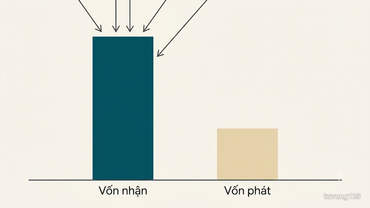 Hai cột vốn từ: cột vốn nhận cao hơn hẳn cột vốn phát, và các cách học phổ biến chủ yếu đổ vào cột bên trái