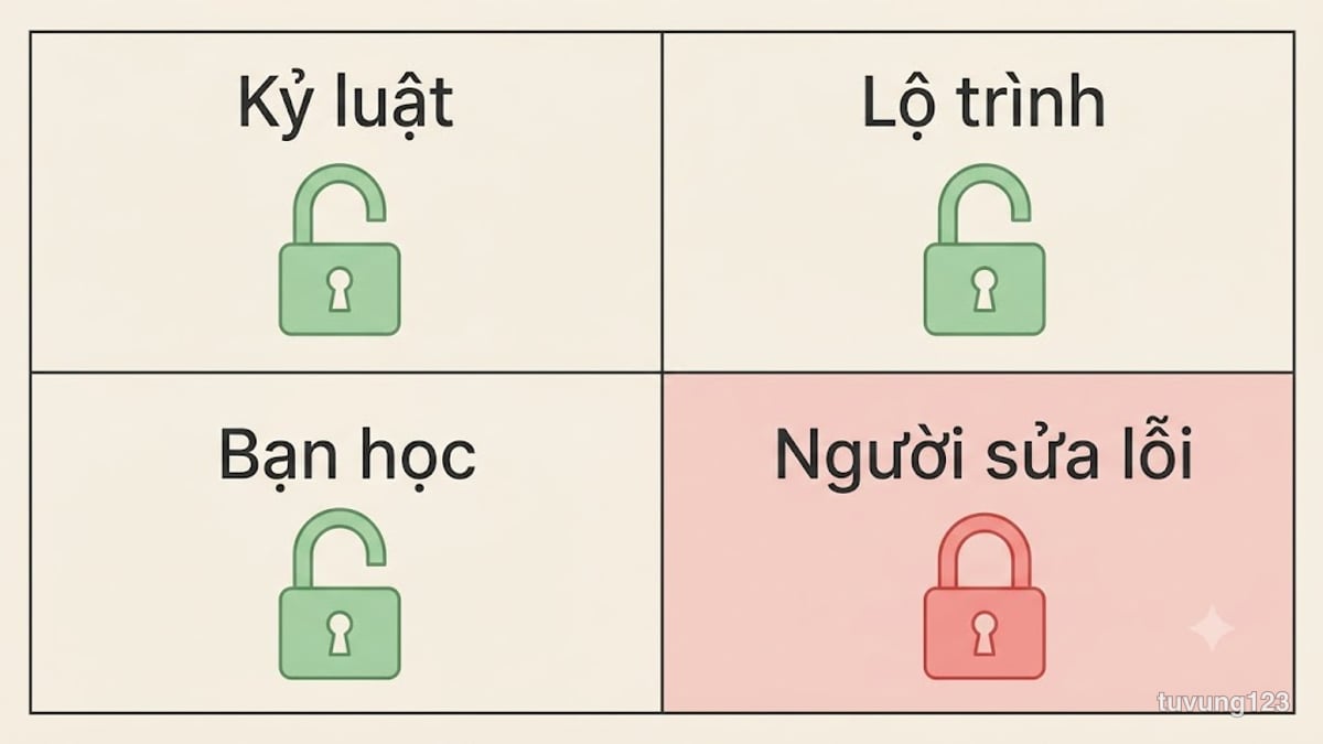 Bốn thứ trung tâm cung cấp: kỷ luật, lộ trình và bạn học có thể tự lo, riêng người sửa lỗi phát âm thì khó thay thế